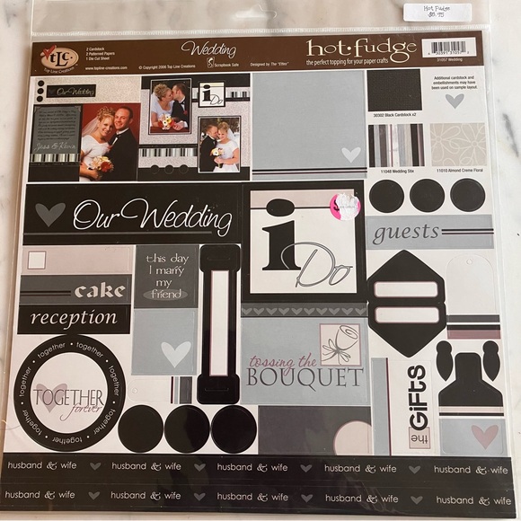 Scrapbook Other - TLC 14 pgs Wedding Scrapbook Kit w/ coordinating stickers & embellishments black